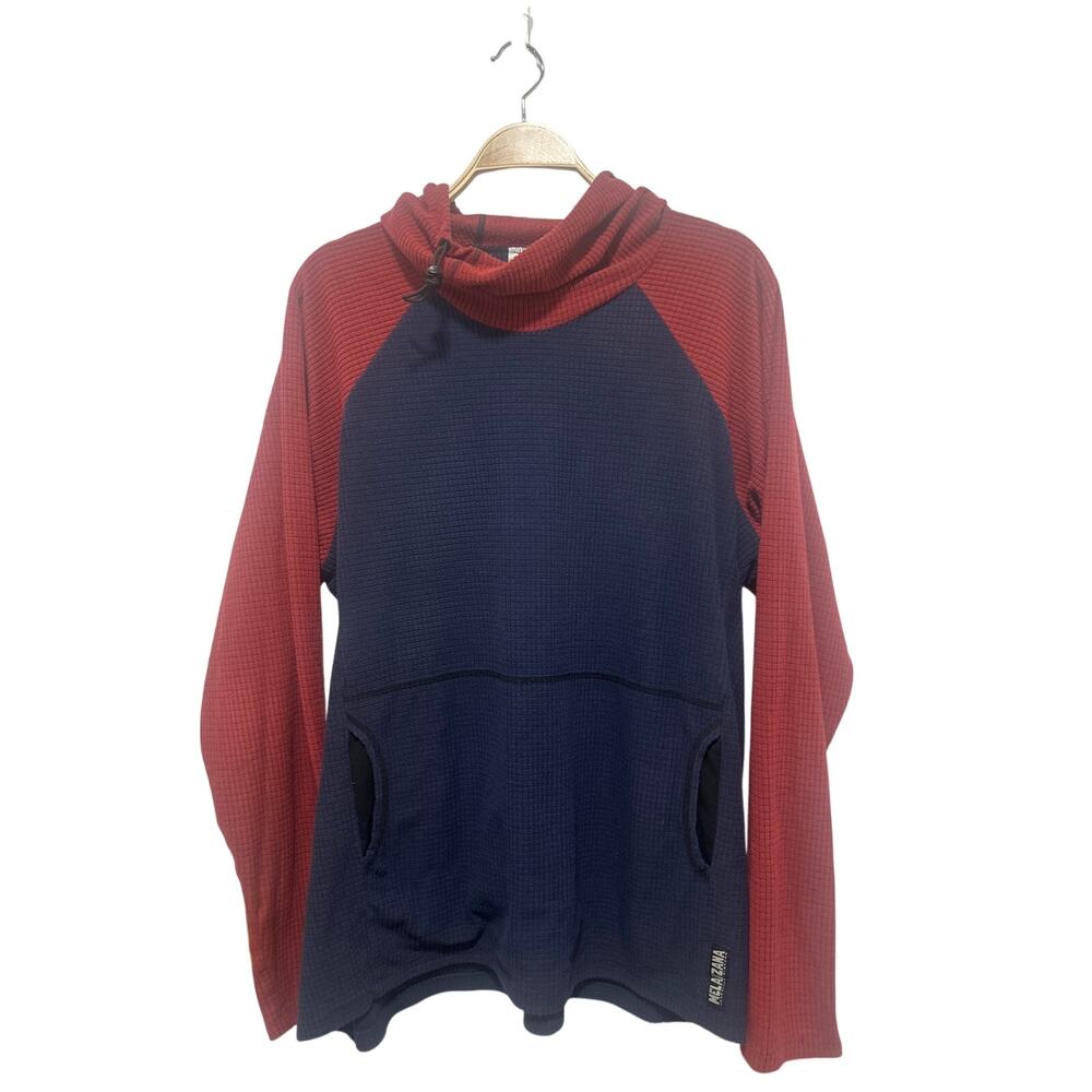 Melanzana Men's Recycled Polyester Made USA Color Block Navy Hoodie Sweater XL